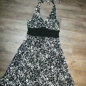 Black and white halter dress